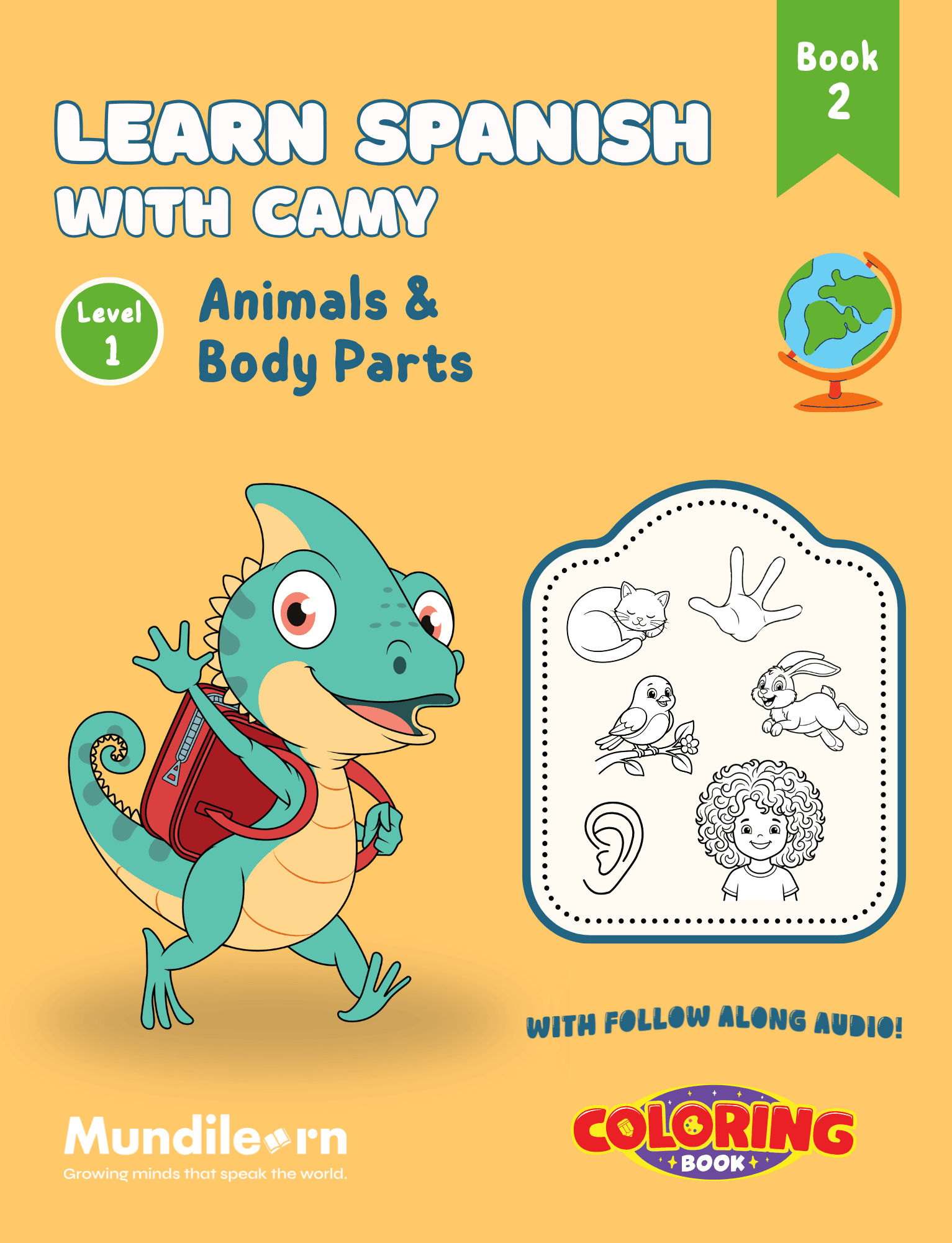Animals & Body Parts — Learn Spanish with Camy, book cover