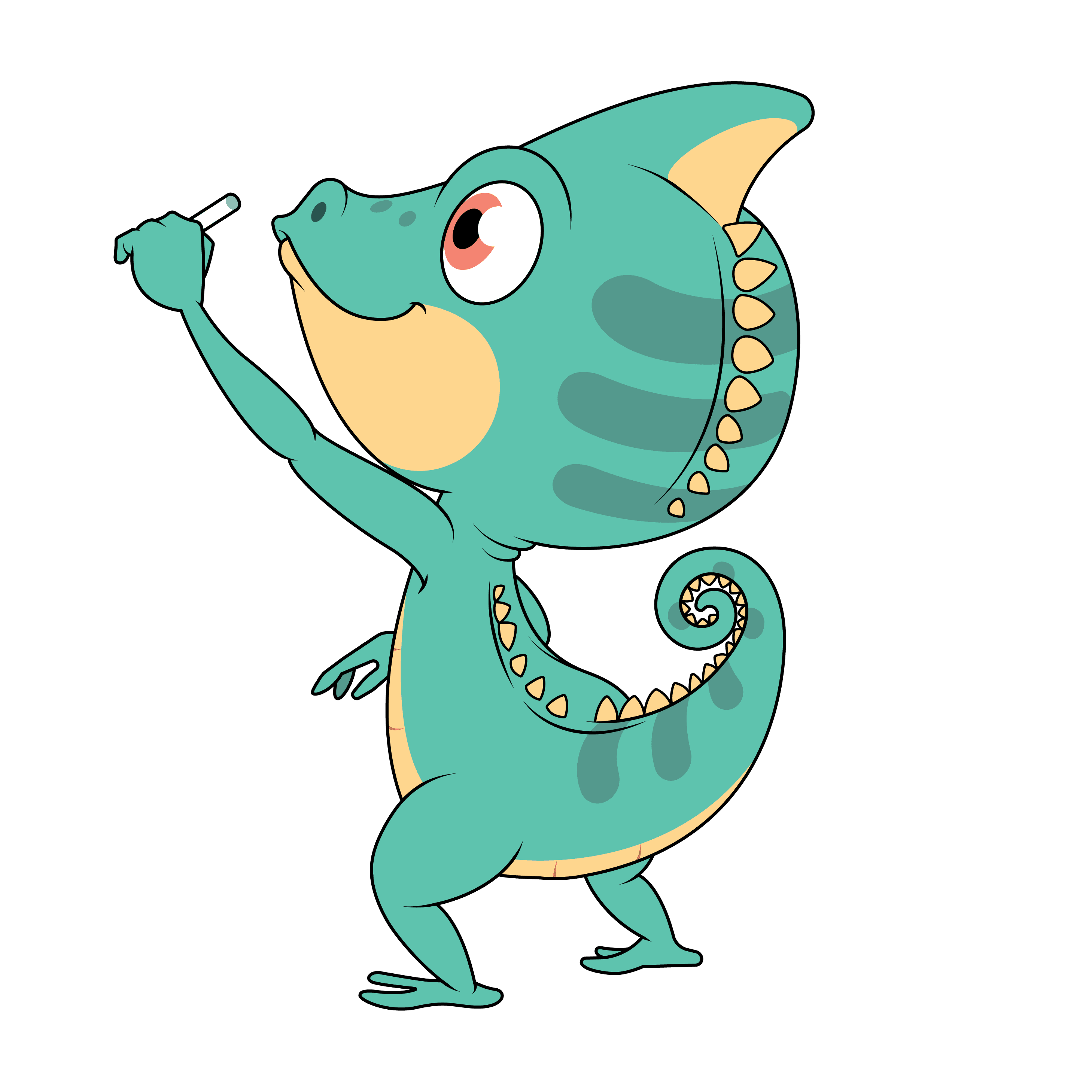 Camy the Chameleon pointing